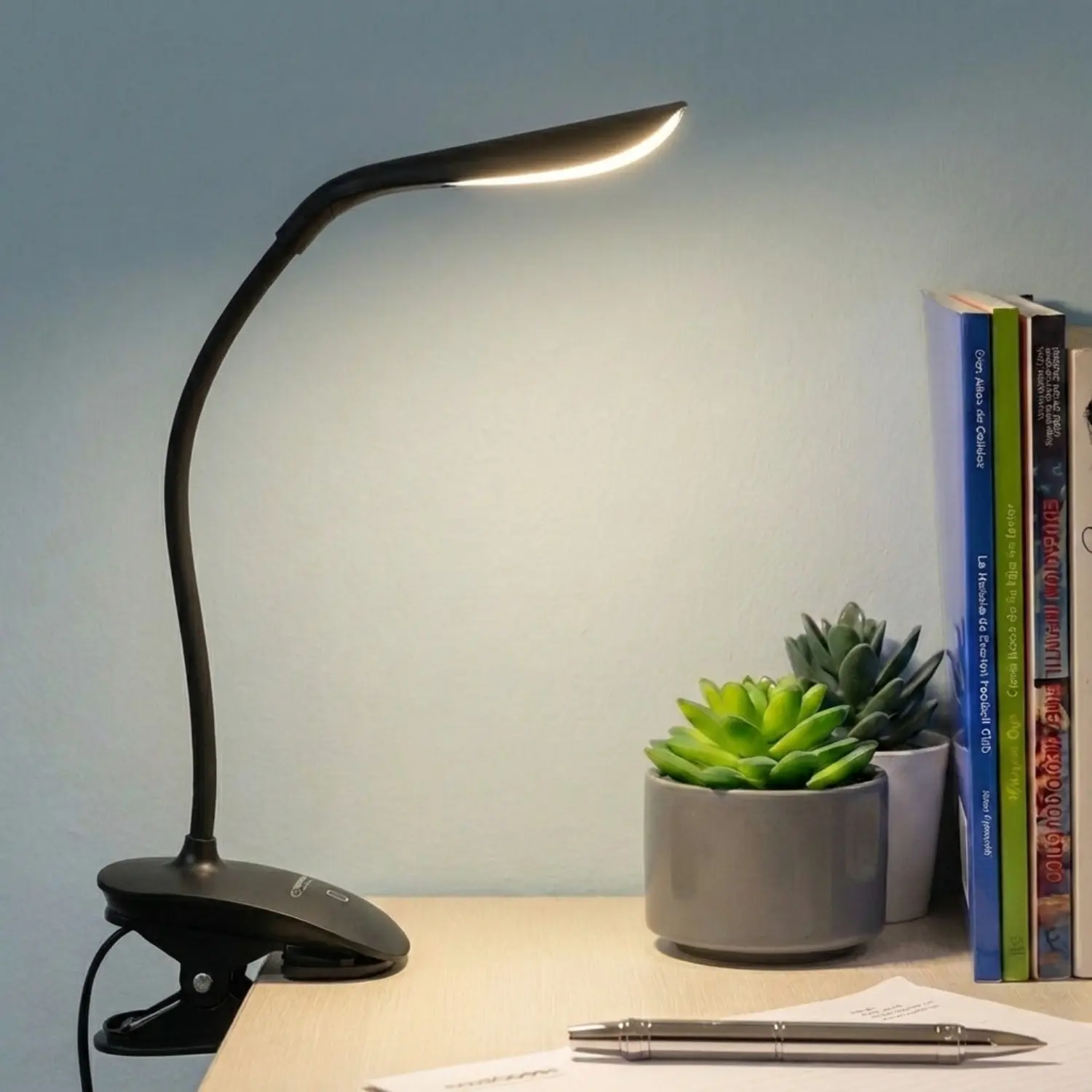 Klemmlampe | USB-Lampe | Schreibtischlampe | Dimmbar | Schwarz