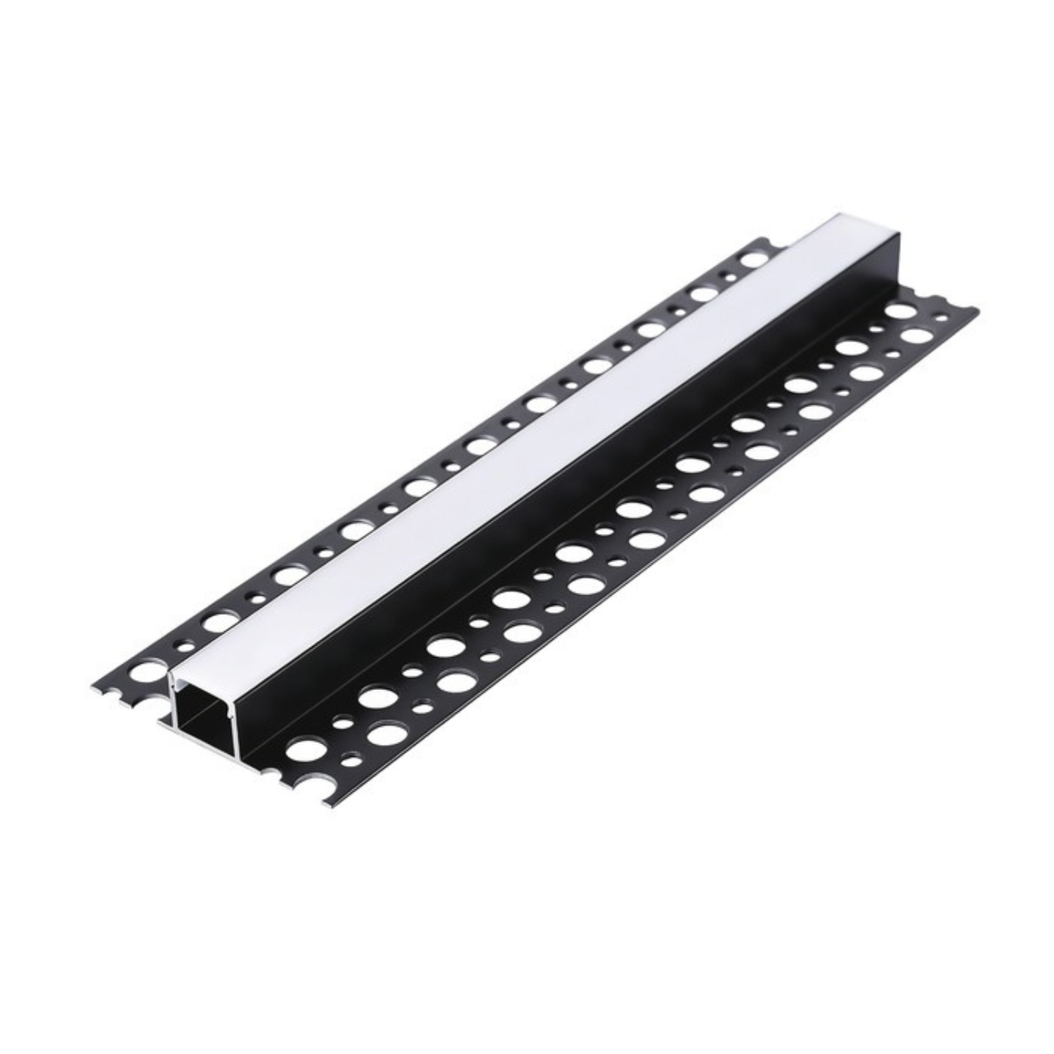 1 m Aluminiumprofil zum Einbau | Inkl. weißem Diffusor | KG02 | Schwarz