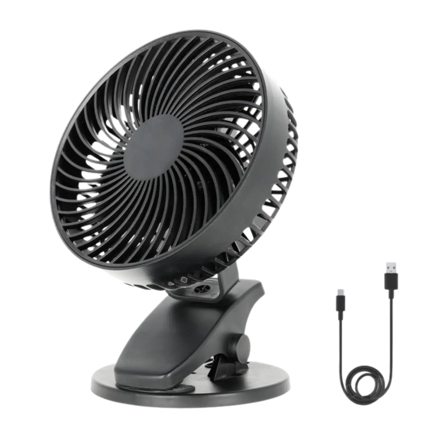 USB-Tischventilator mit Klemme | Wiederaufladbar | 6W | VIENTO | Schwarz