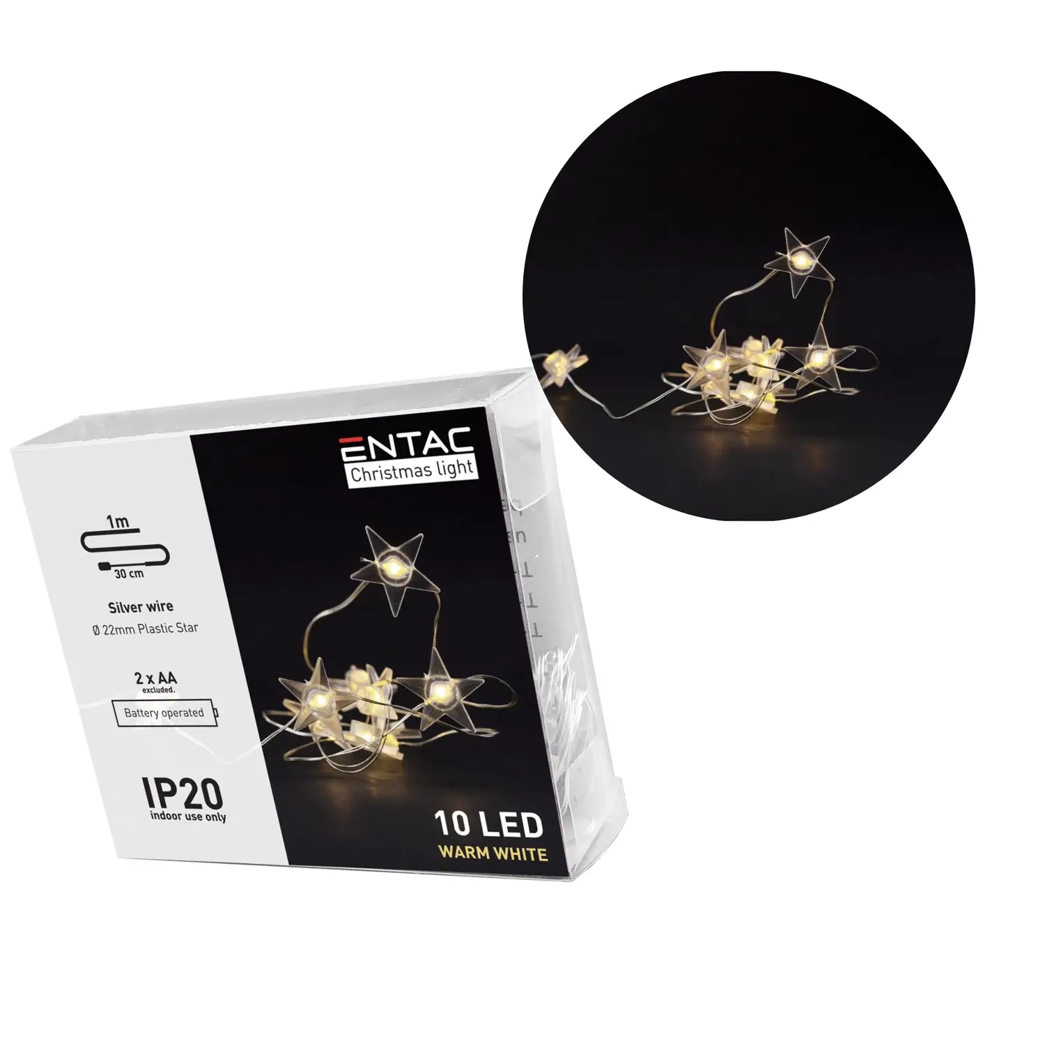 Lichtsnoer Binnen | Kerstverlichting | 1 meter | 10 LED