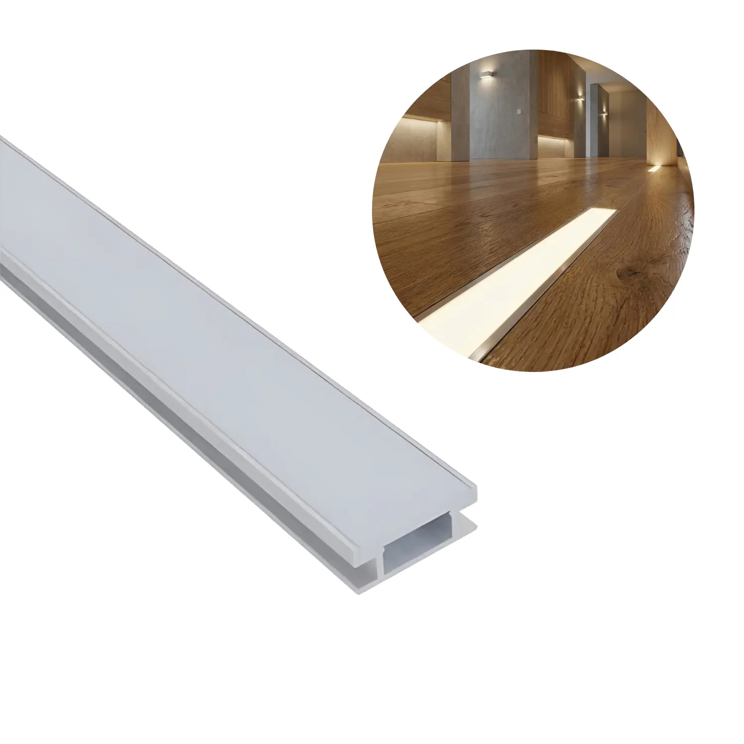 1m Aluprofil til indbygning i gulv | Op til 10mm LED strip