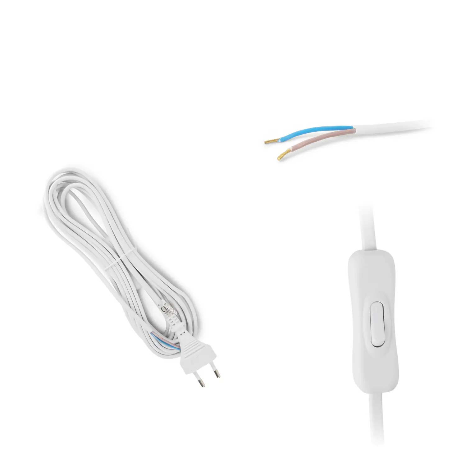 Ledning med Afbryder | 500cm | 230V | 2G0.75 | Hvid