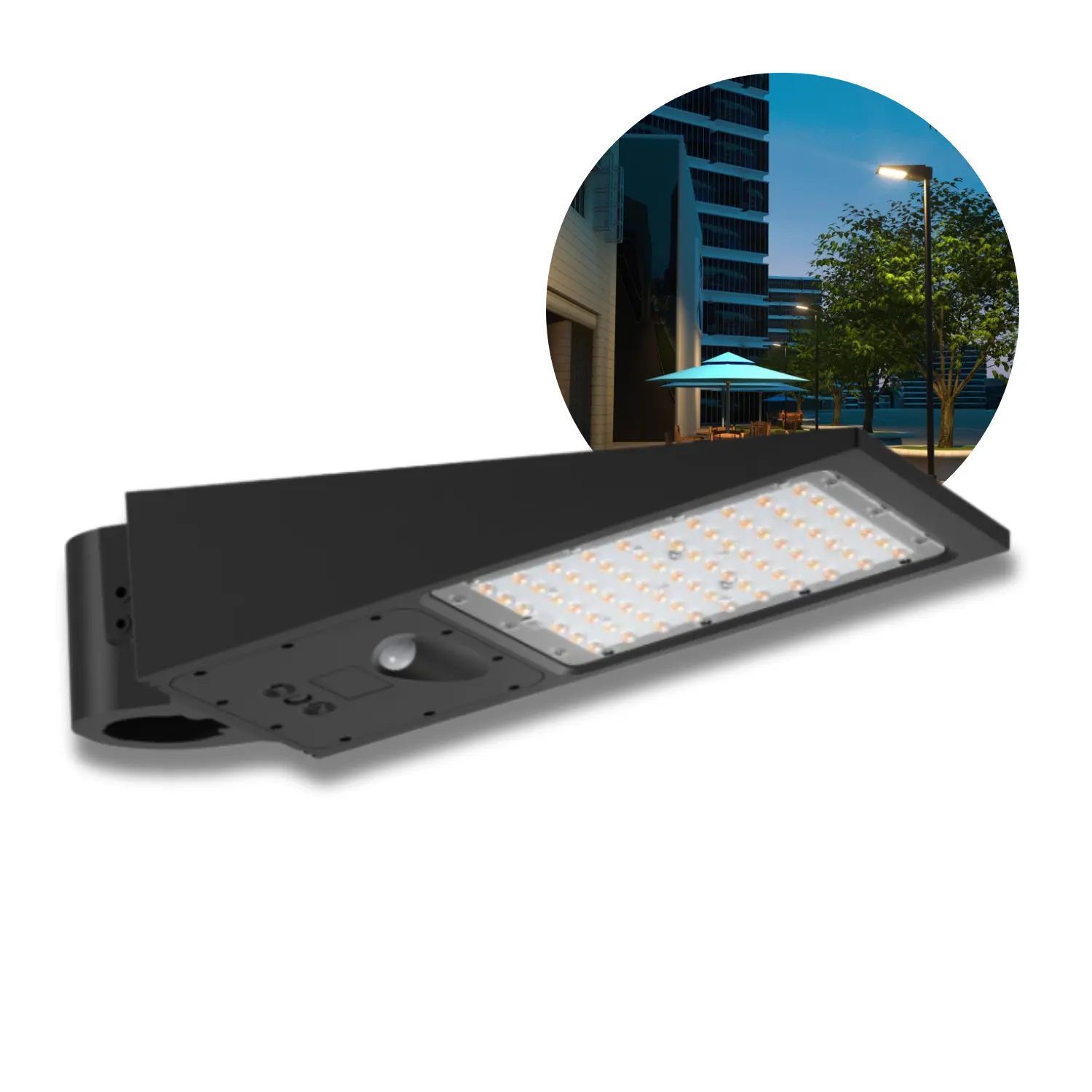 Zonnestraatlantaarn | 2CCT | 4800lm | IP65 | Schemer- en bewegingssensor | STREET | Zwart