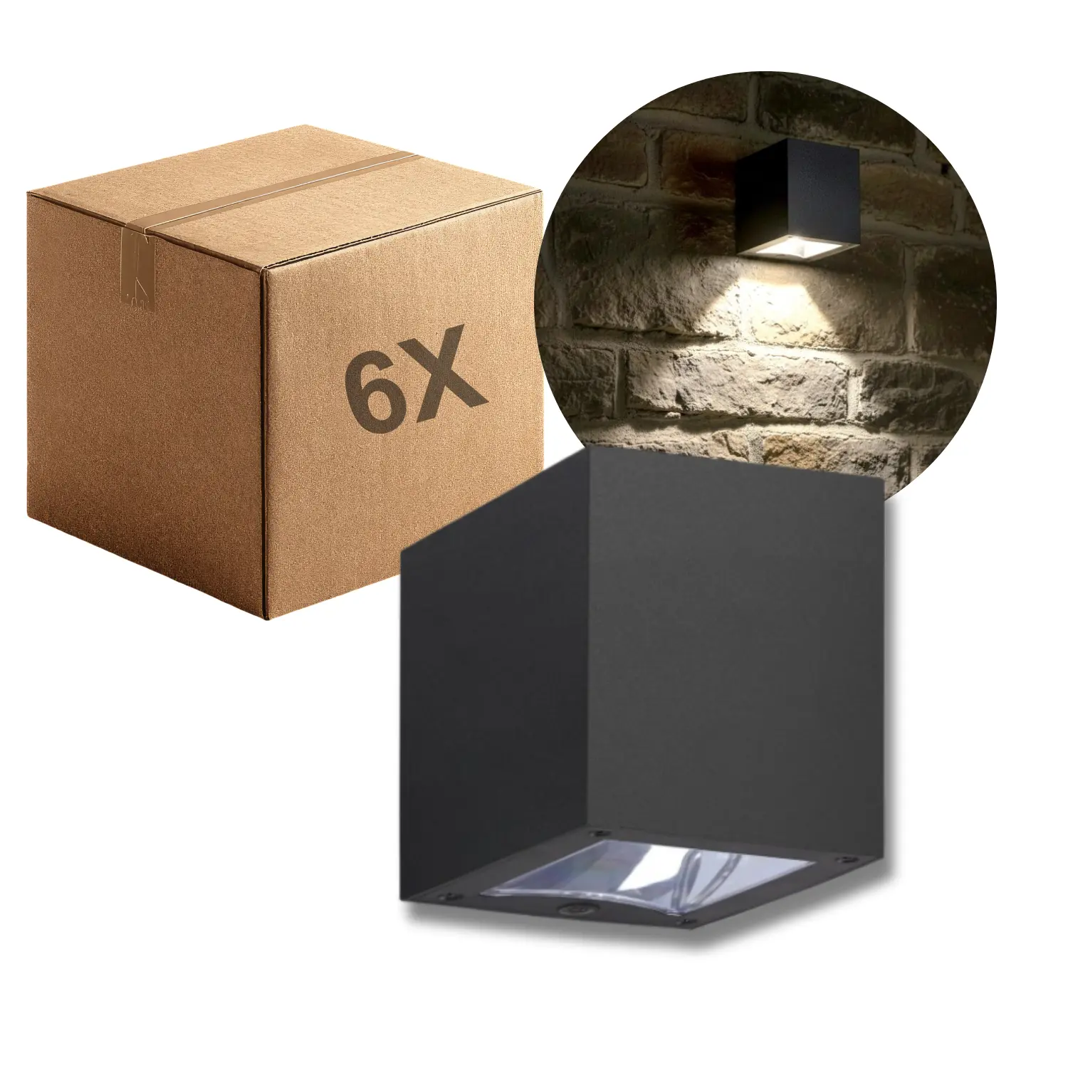 Kube Solar-Wandleuchte | 6er-Pack | 2CCT | 28lm | 800mAh Batterie | QUERK | Schwarz