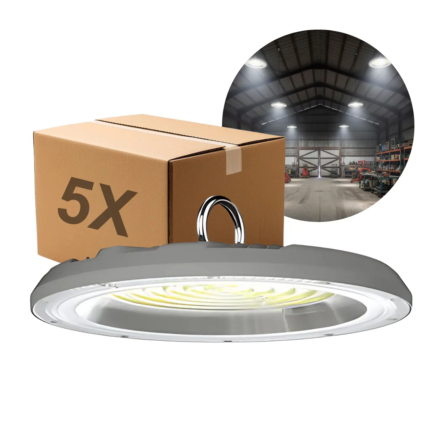 Industrilampe | LED High Bay | 5-Pak | 4000K | 10000lm | 100W | SULAN | Grå