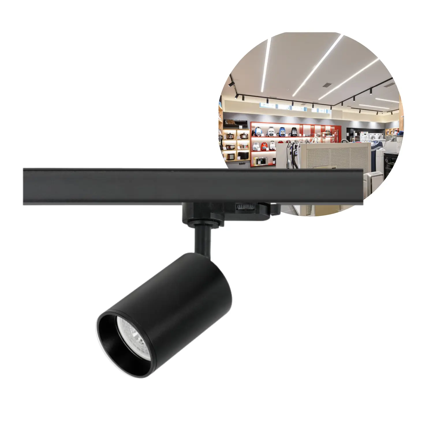 Schienenstrahler | GU10 | Max 35W | 3-Phasen | S-Line N1 | Schwarz