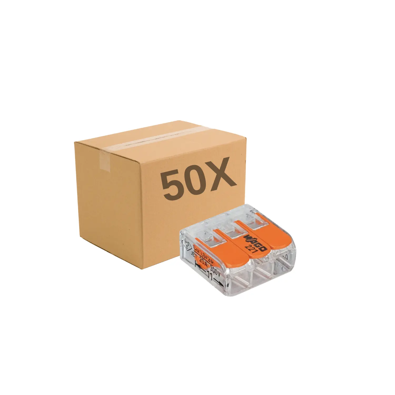 50 stuks Wago transparante verbindingsmoffen 3 x 0,14-4 mm²