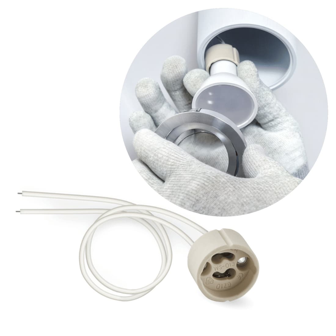 Gu10 Contactdoos / Basis | Keramisch | 230V | 2A | w. Snoer