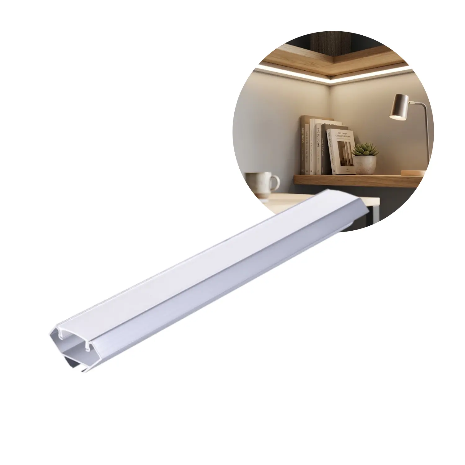 1 m Aluminium-Eckprofil | Inkl. weißem Diffusor | N01 | Silber