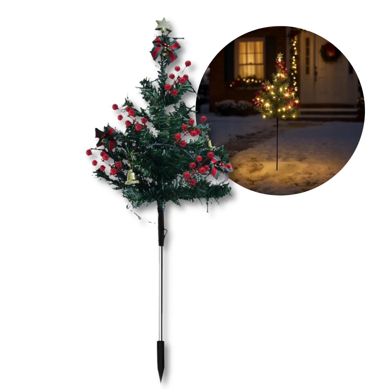 Mini kerstboom met lampjes | 230V | 10lm | 1W | IP44 | Groen