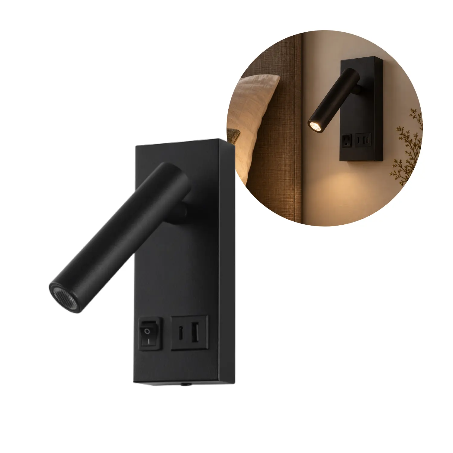 LED Sengelampe | 3000K | 140lm | 2W | USB C+A | Sort