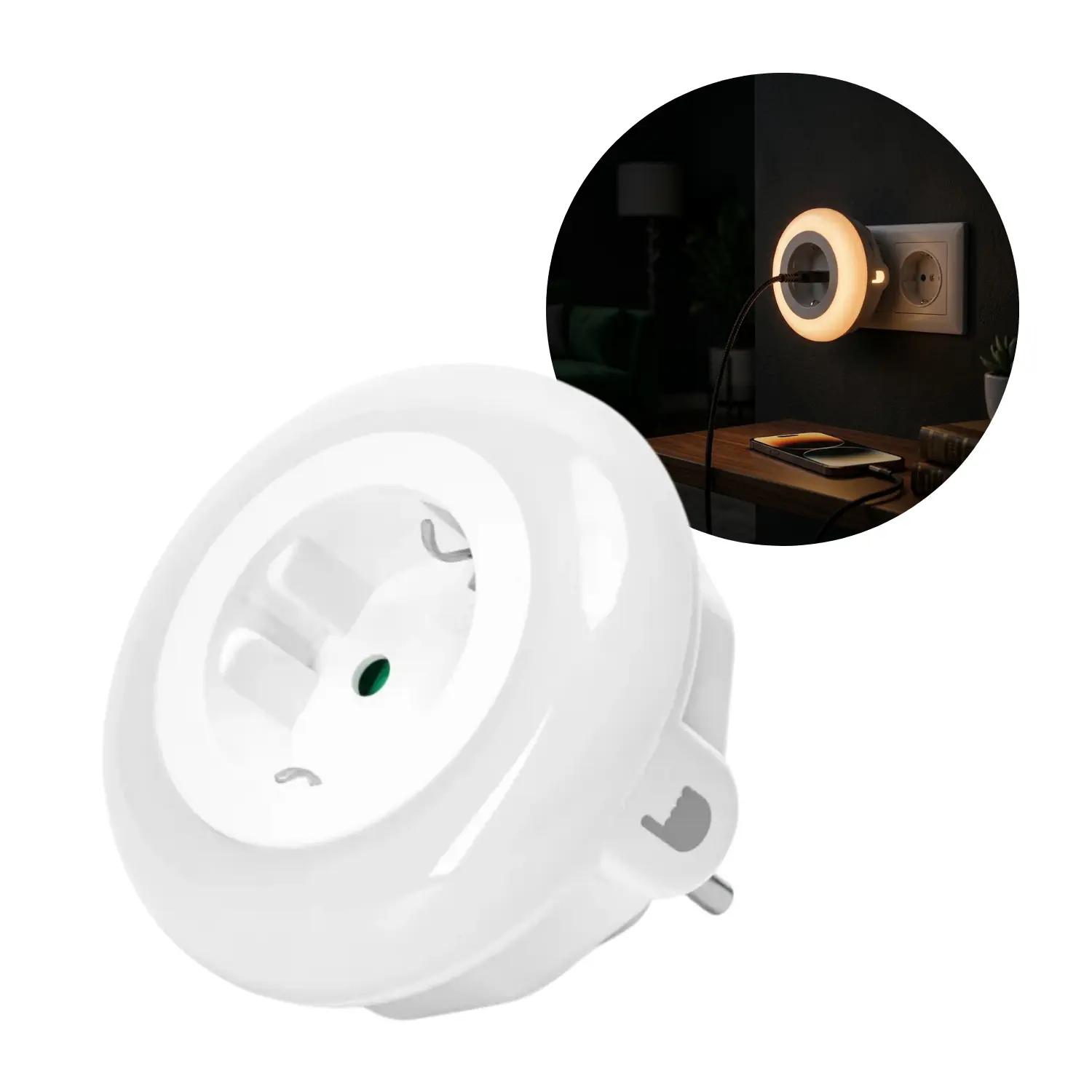 Nattlampa | 3000 K | 20 lm | 0,6 W | LED-nattlampa med sensor | Vit