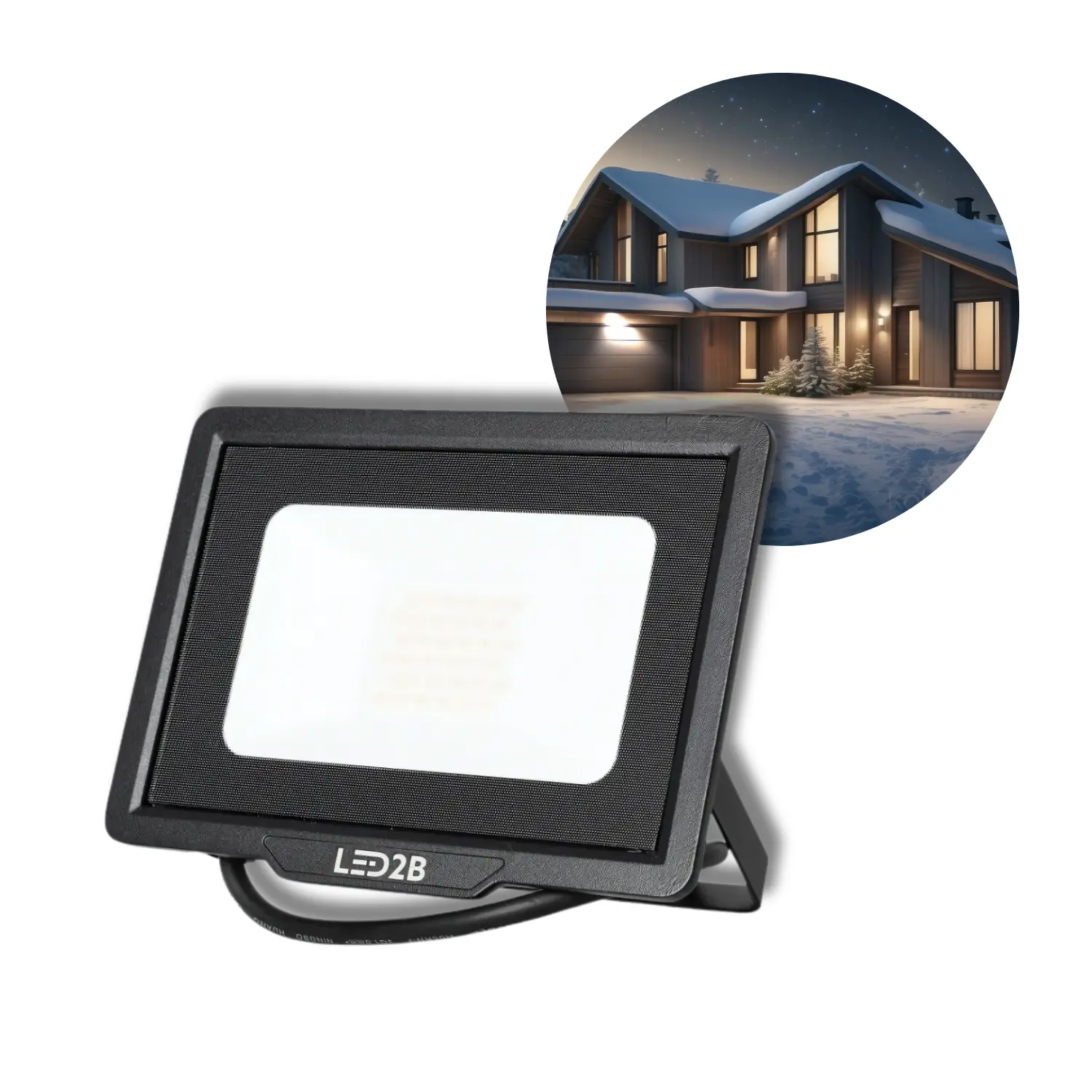 LED Strålkastare | 4000K | 2550lm | 30W | IP65 | LED2B MH | Svart