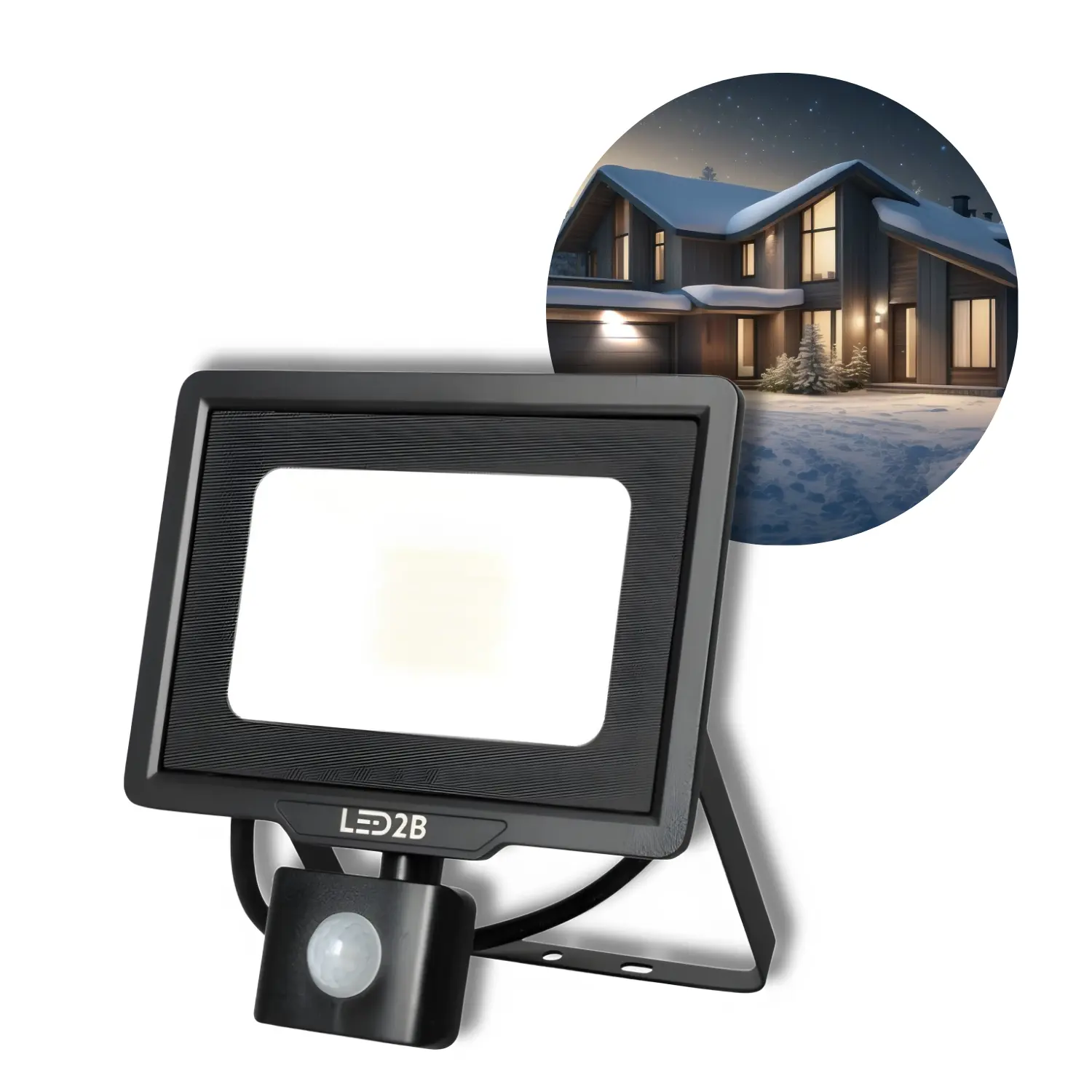 LED Strålkastare med Sensor | 4000K | 2550lm | 30W | IP65 | LED2B MHC | Svart