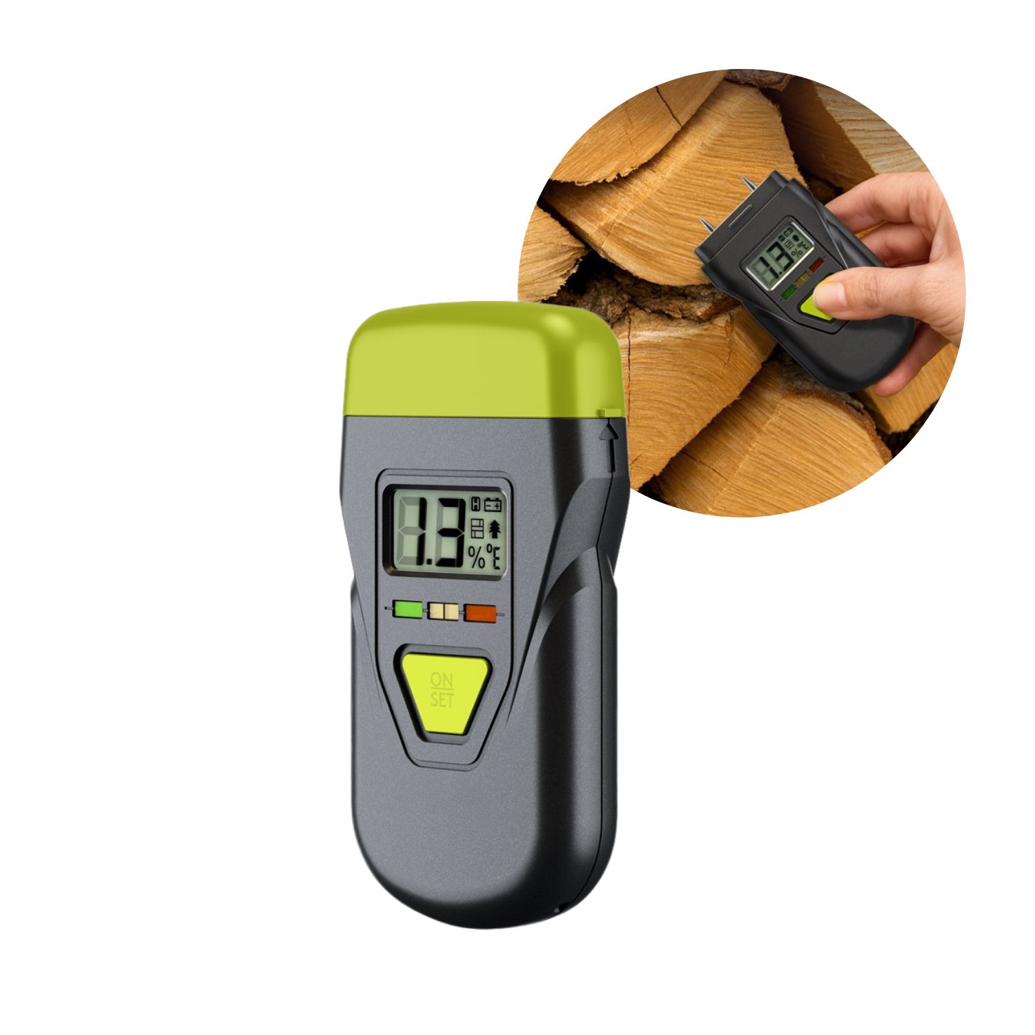 Fugtmåler | Til træ og byggematerialer | Batteri | Sort