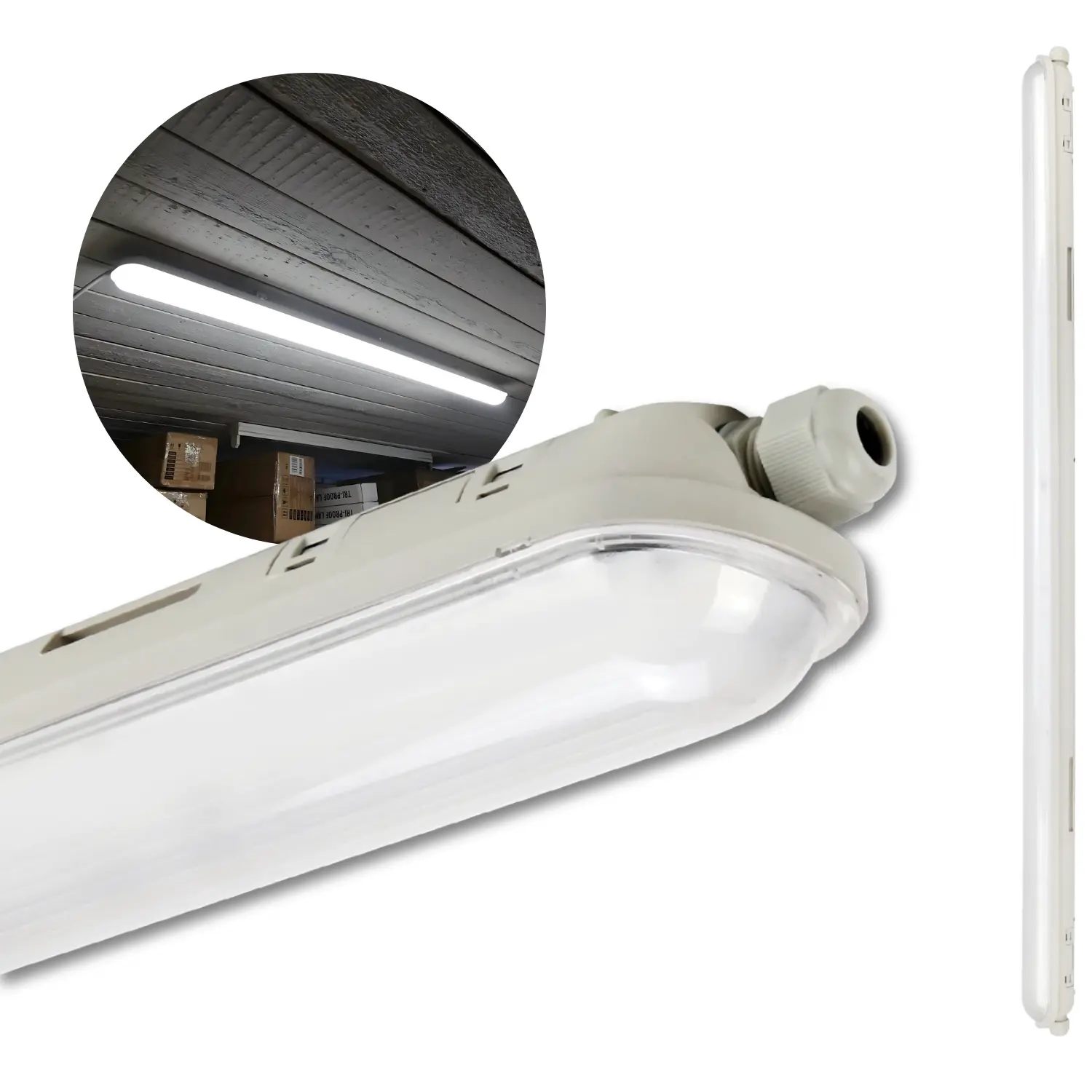 Platt LED armatur 120cm | 4000K | 6000lm | 40W | IP65 | LINKER | Grå