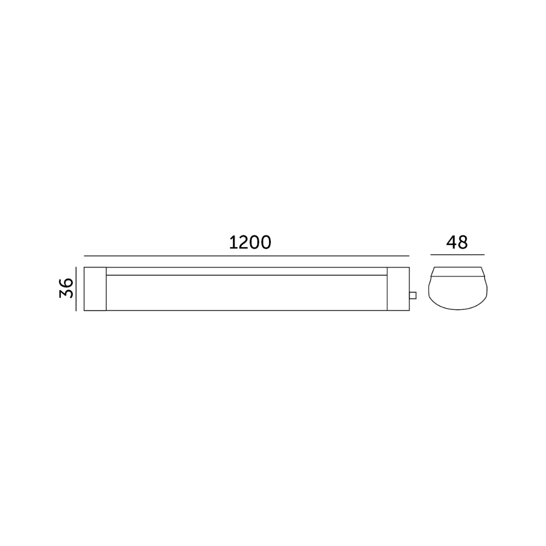 LED Armatur | 120cm | 4000K | 3600W | 36W | IP65 | Sort LED Armatur | 120cm | 4000K | 3600W | 36W | IP65 | Sort