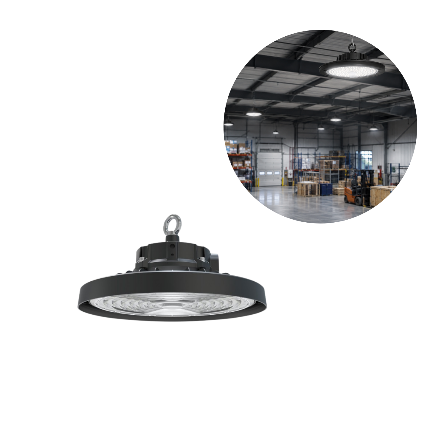 UFO LED High Bay | 3CCT | 25.600 lm | 120 W/160 W | IP66 | RIO PRO | Schwarz
