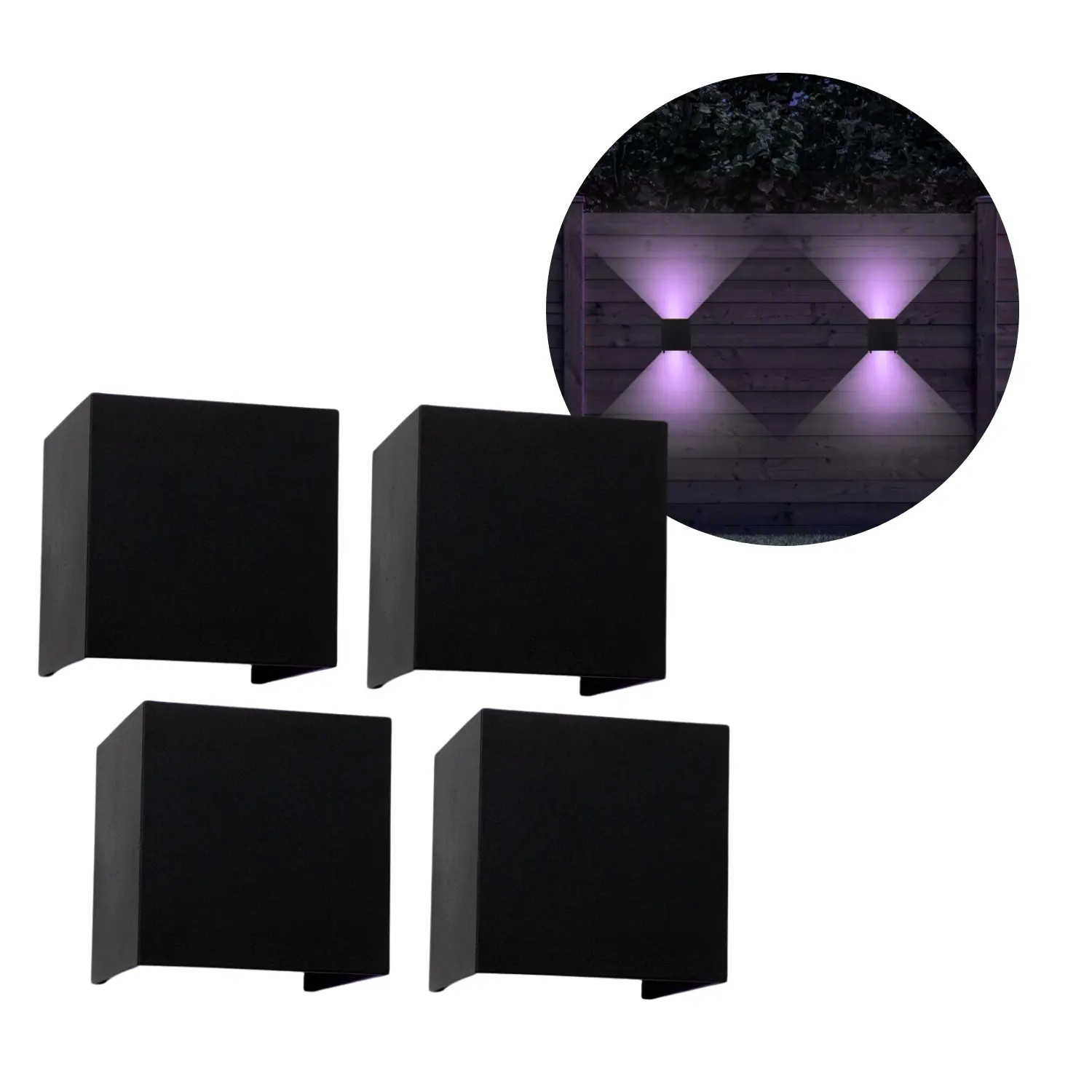 LED wandlamp 4-pack Tenza dimbaar 2200 tot 6500K 540 lumen 6W zwart 