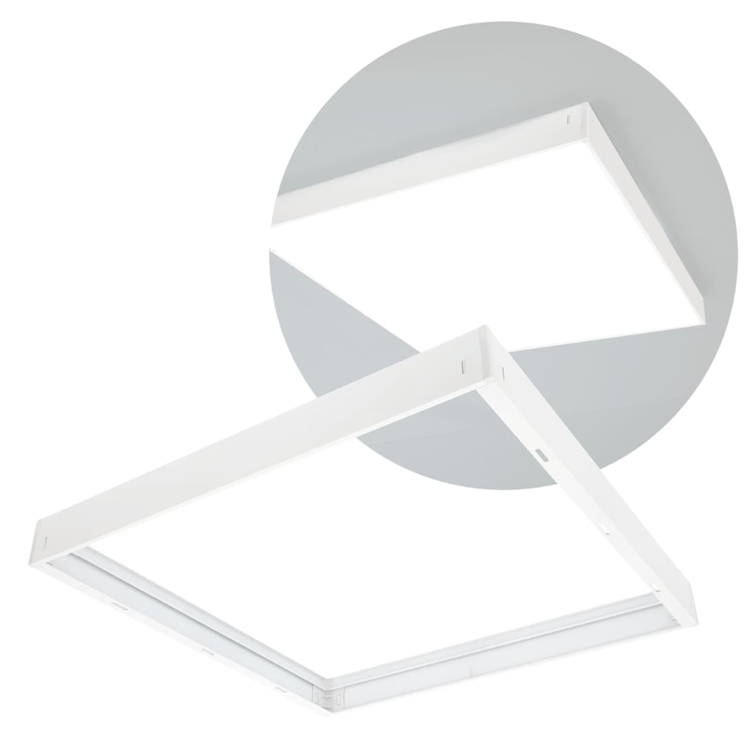 Utanpåliggande Ram för LED Panel 60x60 | 63mm | Skruvlös | Vit