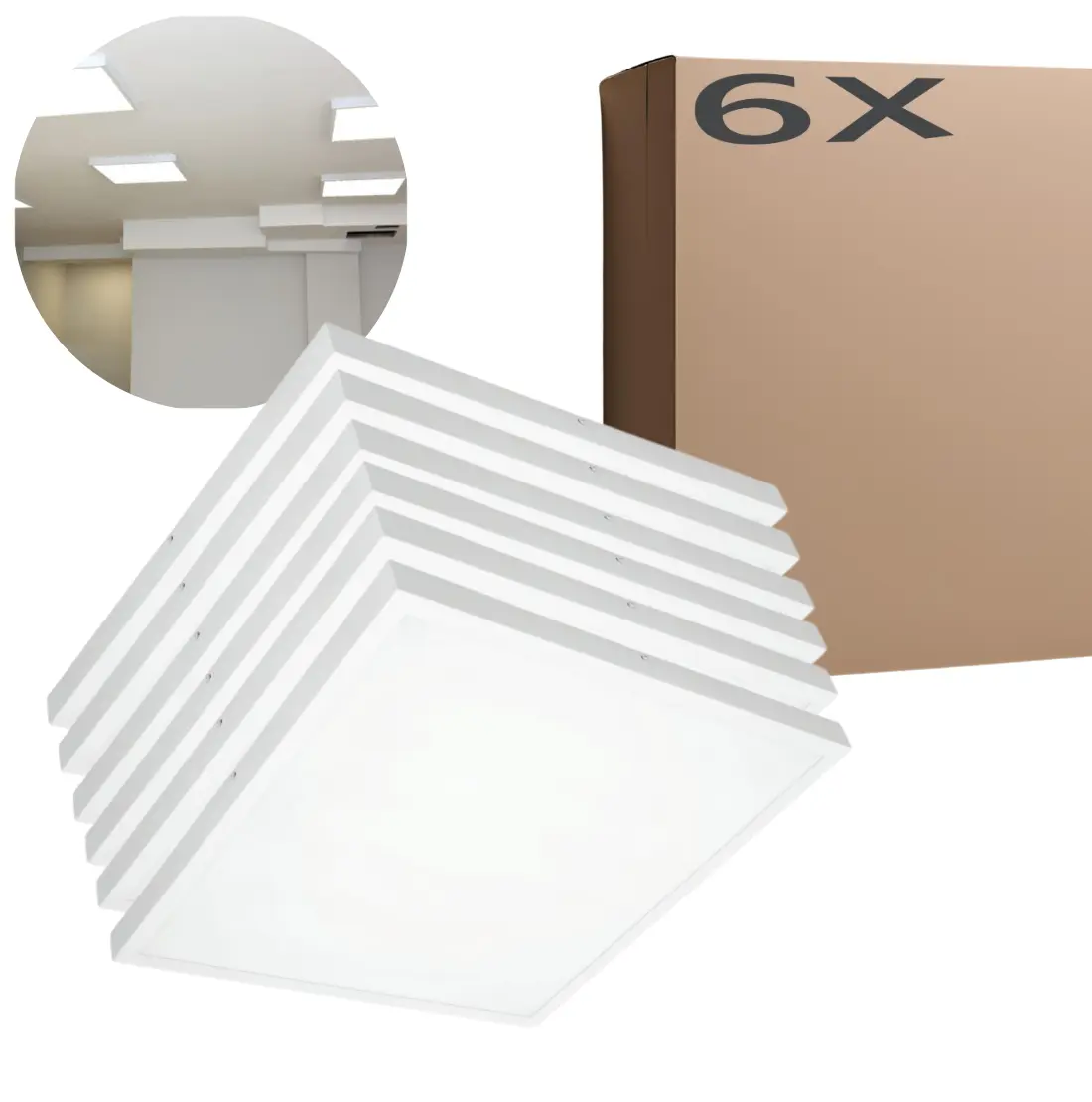 LED Panel 60x60 | 6-pack | 4000K | 4320lm | 36W | BRISBANE | Inbyggd ram | Vit