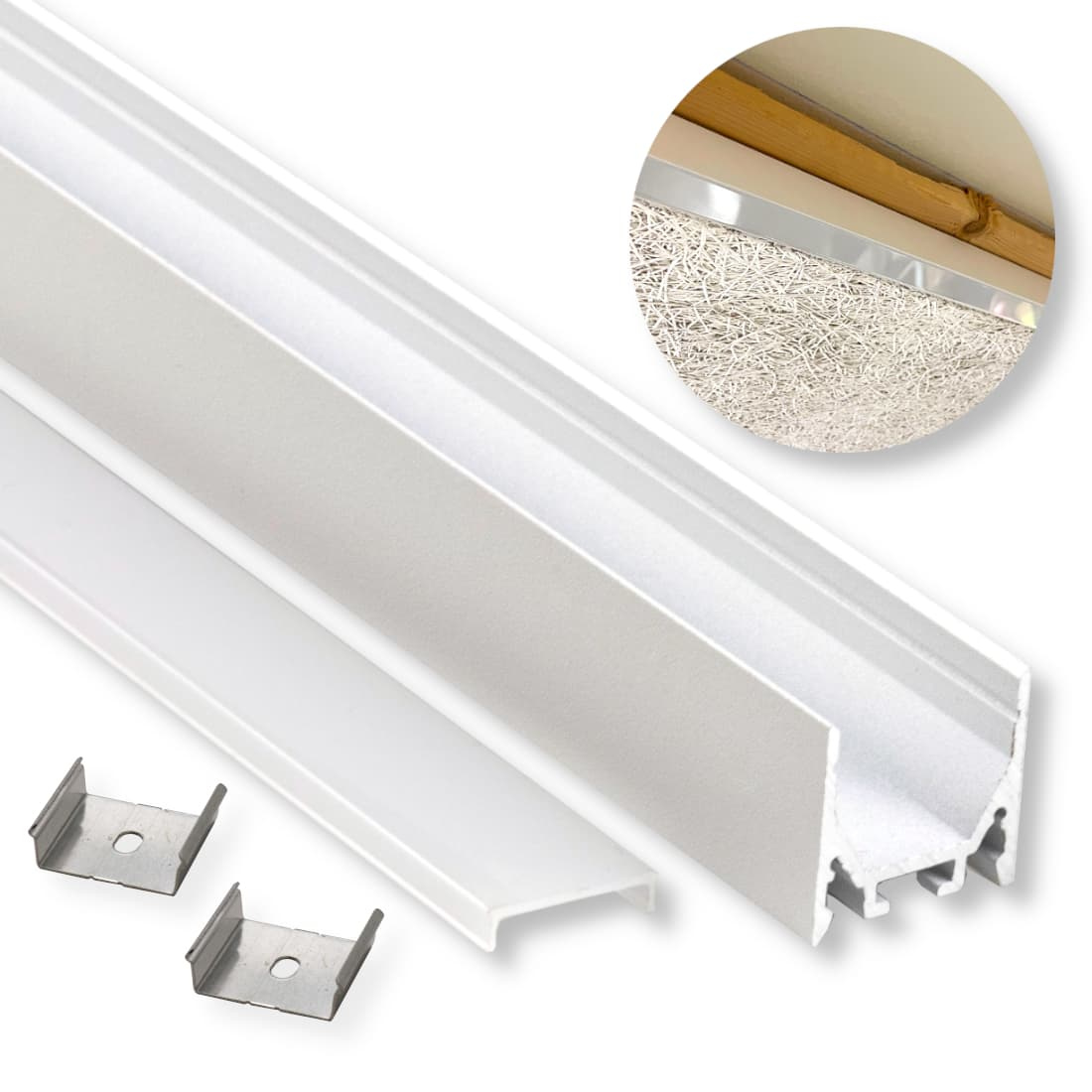 1m Aluprofiel | 25x25 | Geschikt voor Troldtekt Plafonds | Wit | Compleet set
