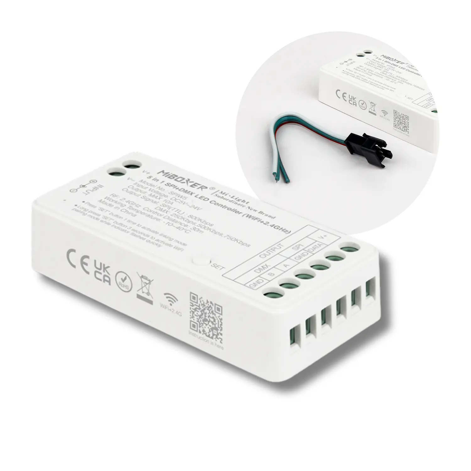 MiBoxer SPI LED Controller | 5in1 | WiFi + 2,4Ghz | Vit | SPIW5