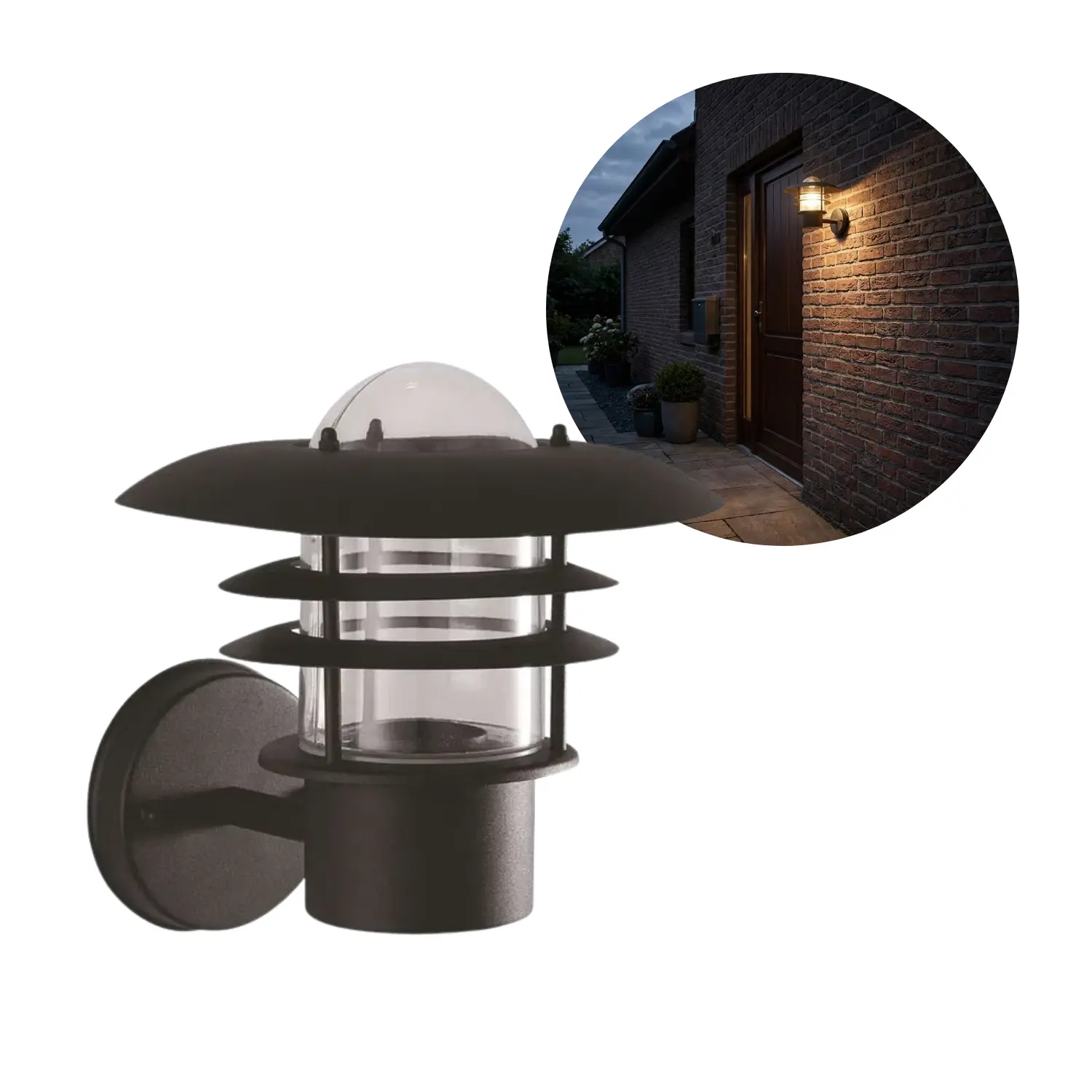 Wandlamp voor buiten, Zwart, BJÖRK, Licht-Op, E27