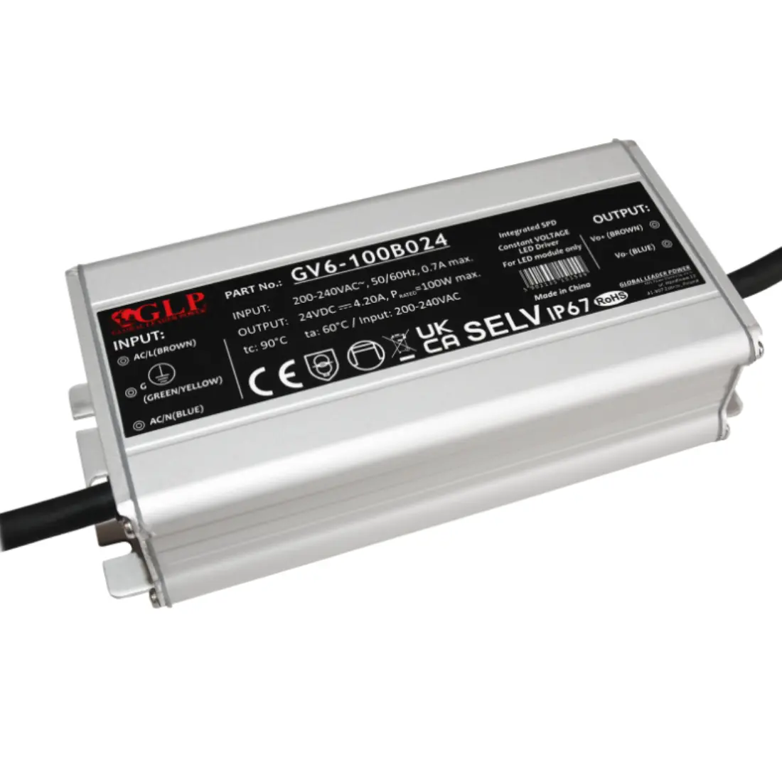 LED Driver 24V / Transformator | 0–200W | 4,2A | IP67 | GV6-100B024