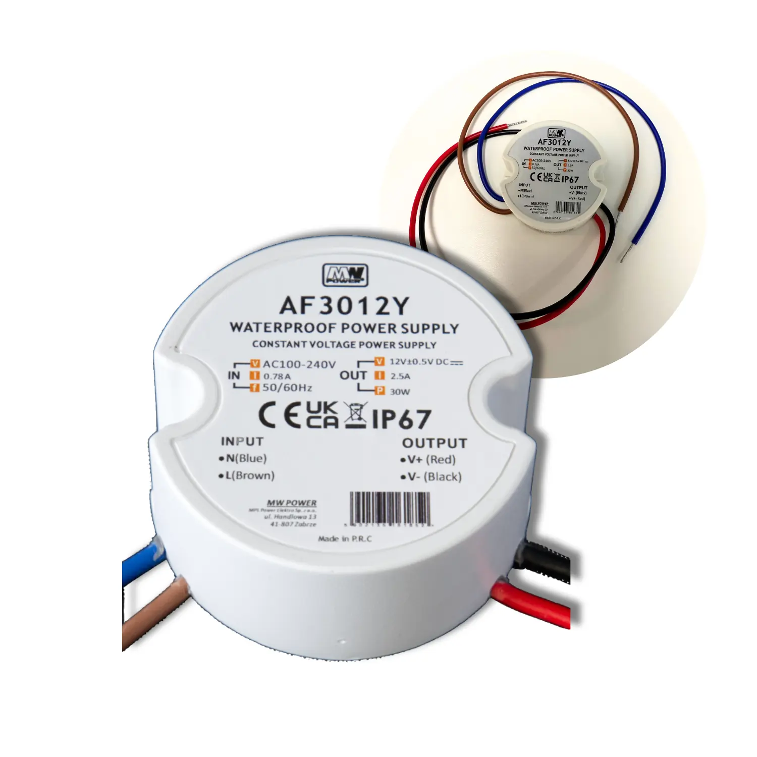 LED-Treiber 12V | Außentransformator | Mini | 0-30W | 2,5A | IP67 (AF3012Y)