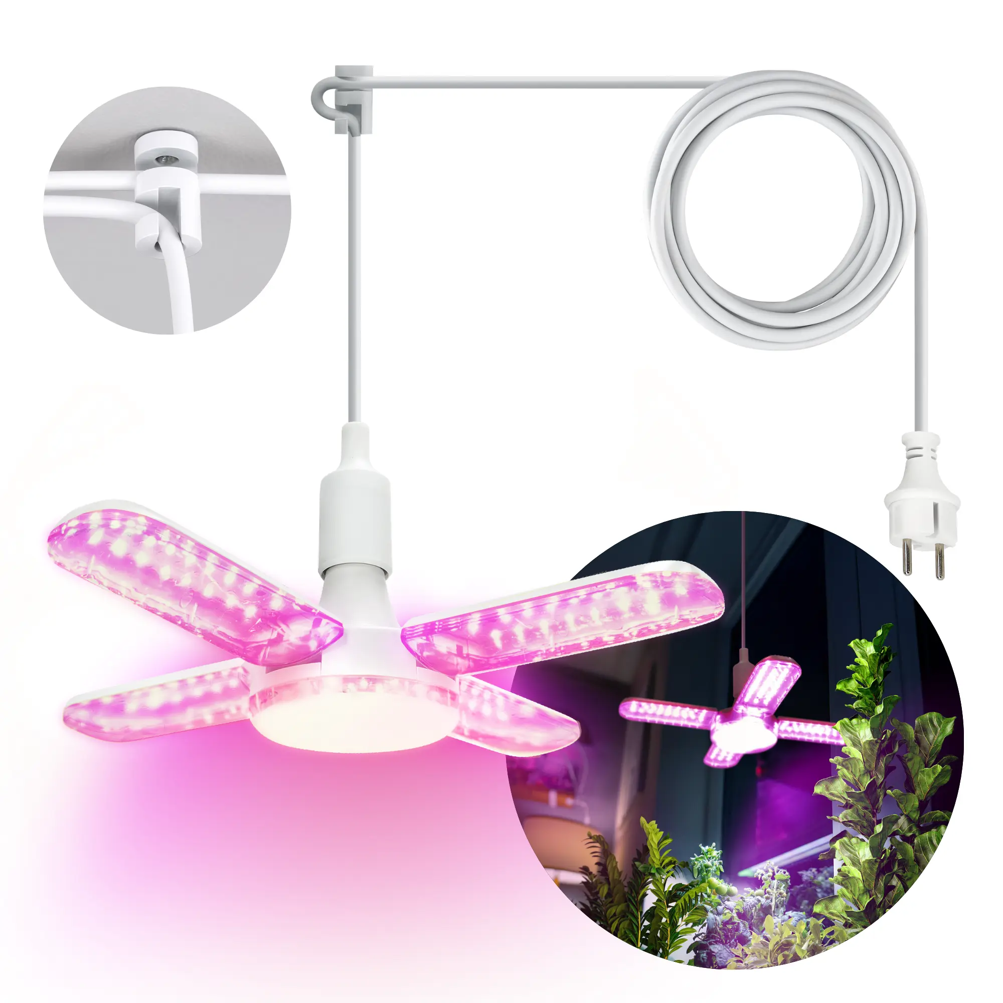 Groeilamp | Plug n Play | 59 PPF | 40W | Incl. 5m kabel en beugel | BERLIN | Wit