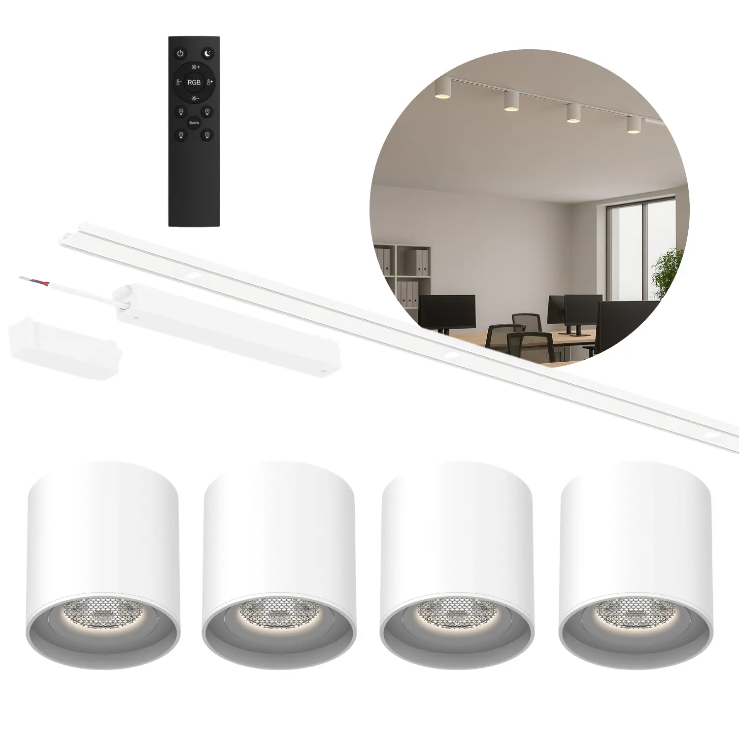 Spotlight på strömskenan | 2m | TUYA | 4 Spots | CCT | 400lm | 6W | SlimTrack | Vit