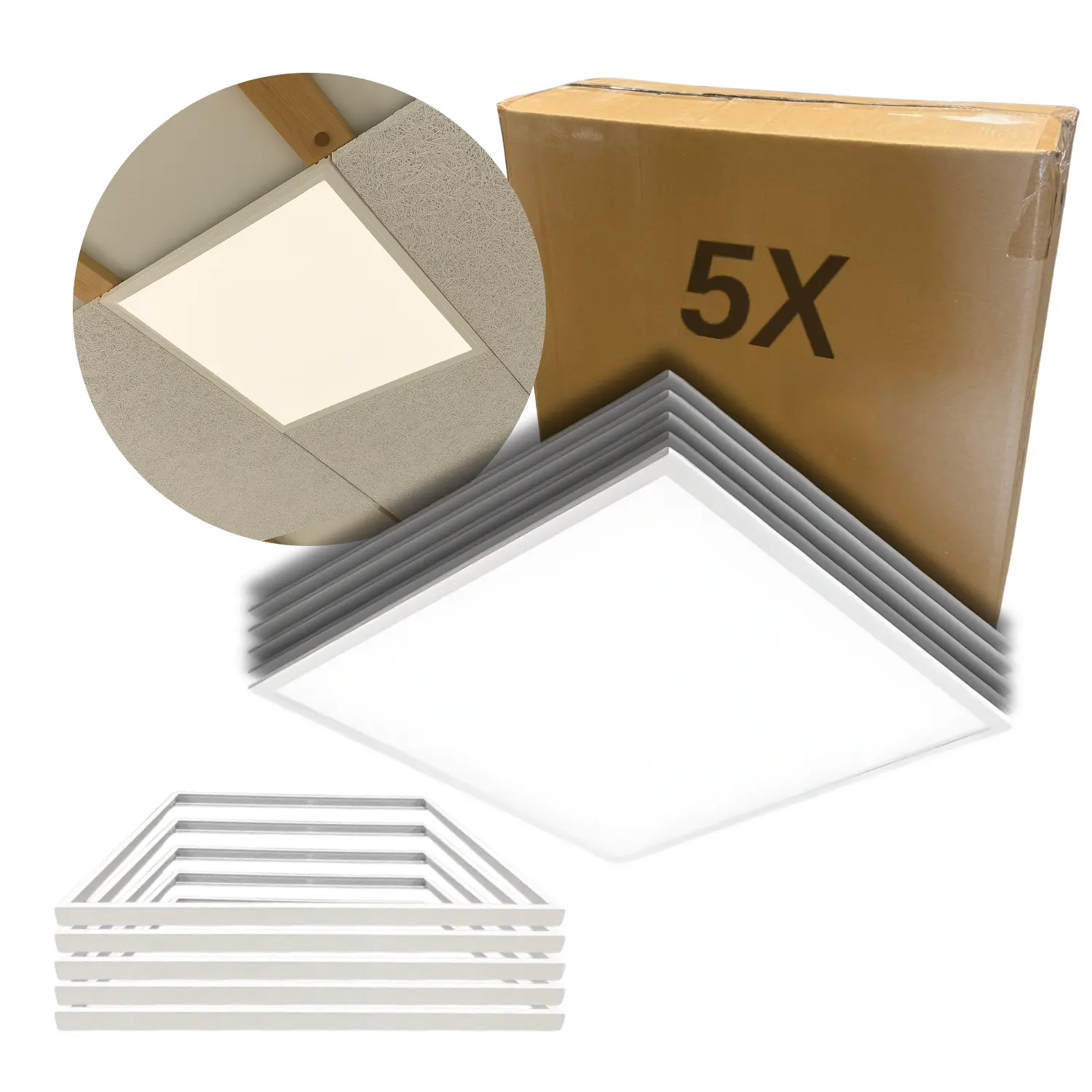 LED Panel 60x60 | 5-Pak | 4000K | 4320lm | 36W | NELIO G2 | Inkl. Troldtektramme | Hvid