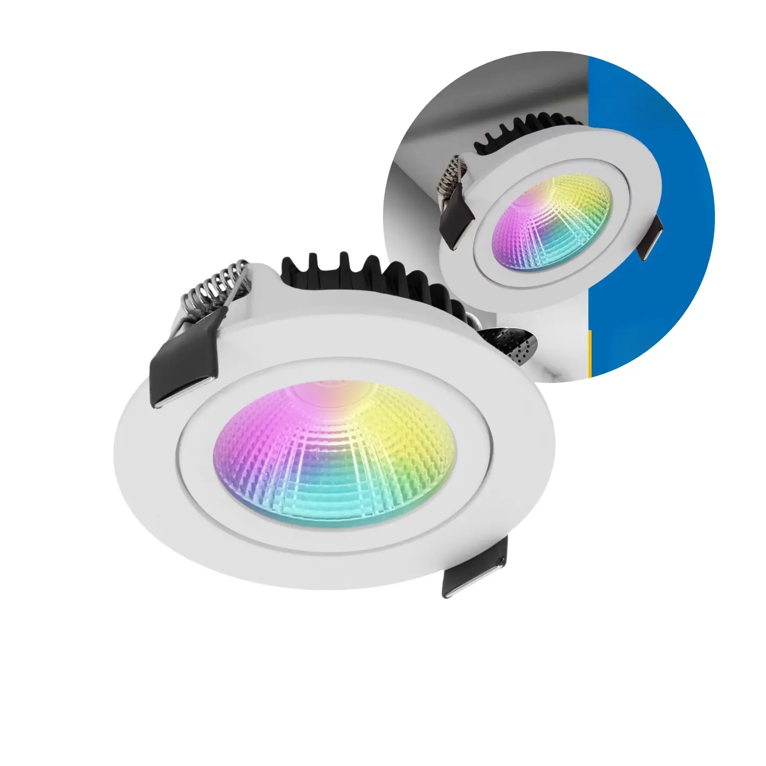 Flacher Einbaustrahler | RGB+CCT | 430 lm | 8 W | IP65 | Weiß