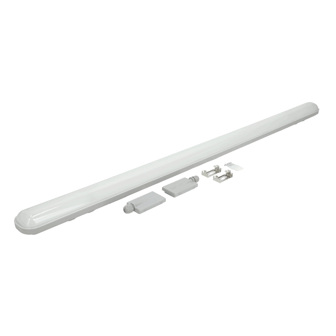 120 cm LED armatur 36W i vit design med rundad opal diffuser och medföljande monteringsfästen. Armaturen har inbyggd LED, IP65-skydd och ger 4320 lumen vid 4000K.