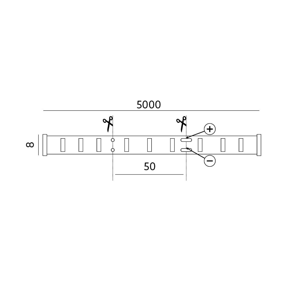 12v LED Strip IP20 3000K 60LED Dæmpbar | 5m 12v LED Strip | 8mm SMD | IP20 3000K 60LED Dimbar | 5m