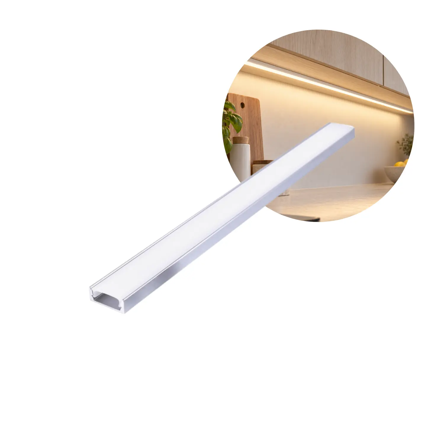 1 m Aluminiumprofil | inkl. weißem Diffusor | P01 | Silber