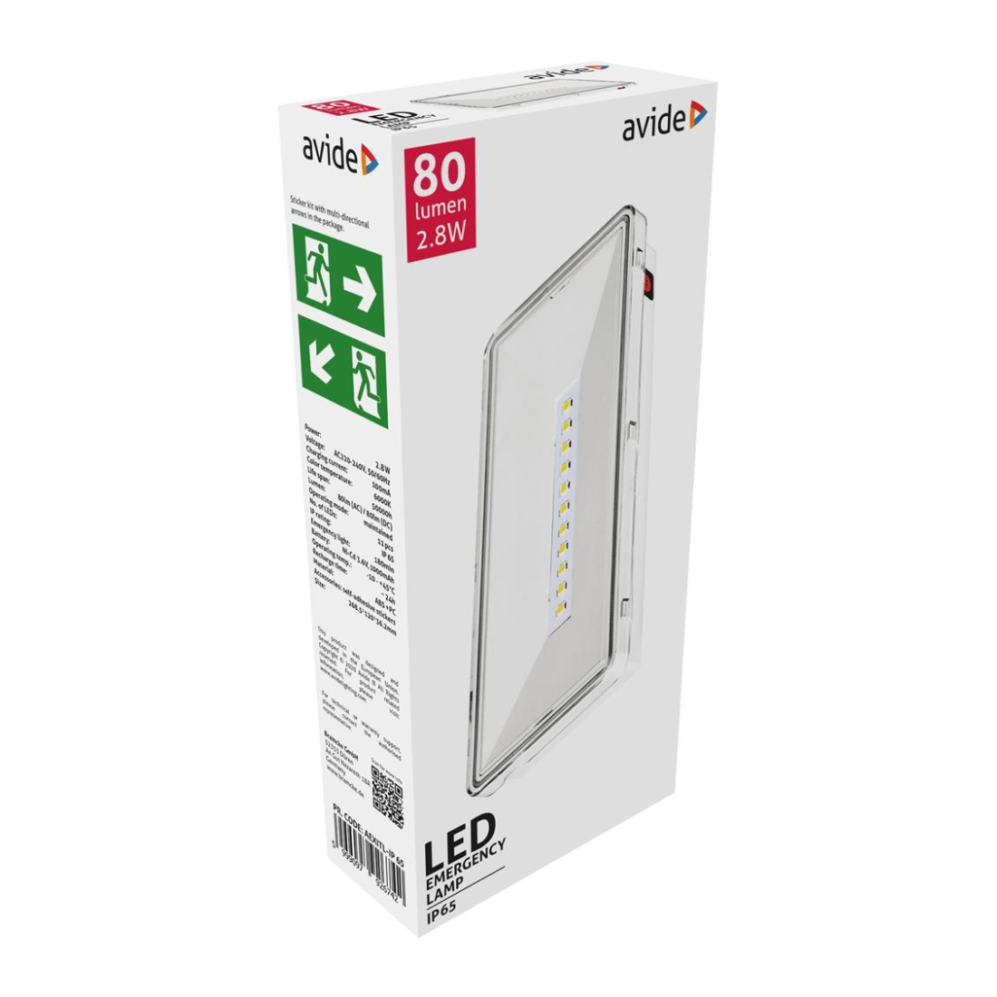 Nödutgångsskylt | IP65 | 80lm | 2,8W | Nödljus (3 timmar)