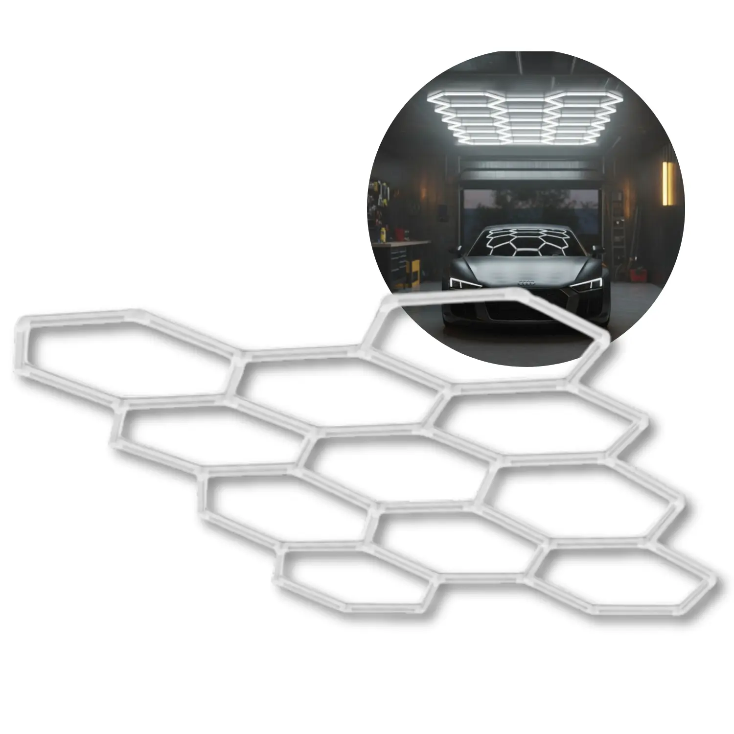 LED-hexagon-verlichtingsset | 300 x 516 cm | 6500 K | 51.300 lm | 513 W | HEXLINE