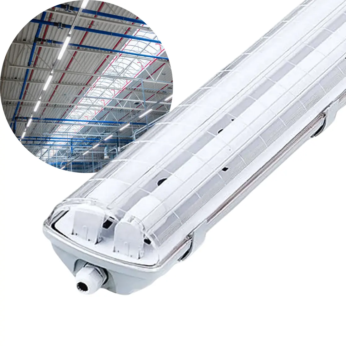 Led Industriarmatur 120cm Ip65 4000k 5760lm 2x18w Dobbelt Lysstofrørs Armatur