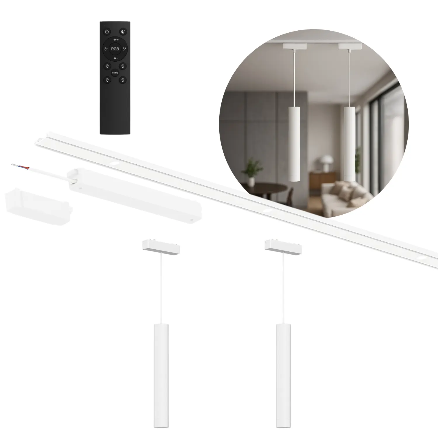 Taklampa på skena | 2m | TUYA | 2 lampor | CCT | 400lm | 6W | SlimTrack | Vit