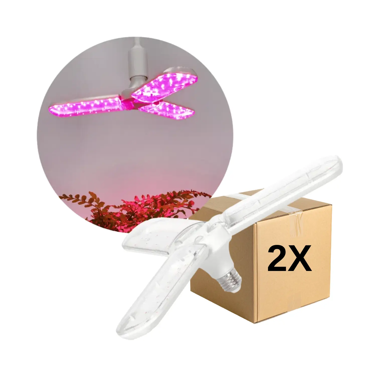 LED Grolys Glödlampa E27 | 2-pack | 35 PPF | 24W | PLANTY | Vit