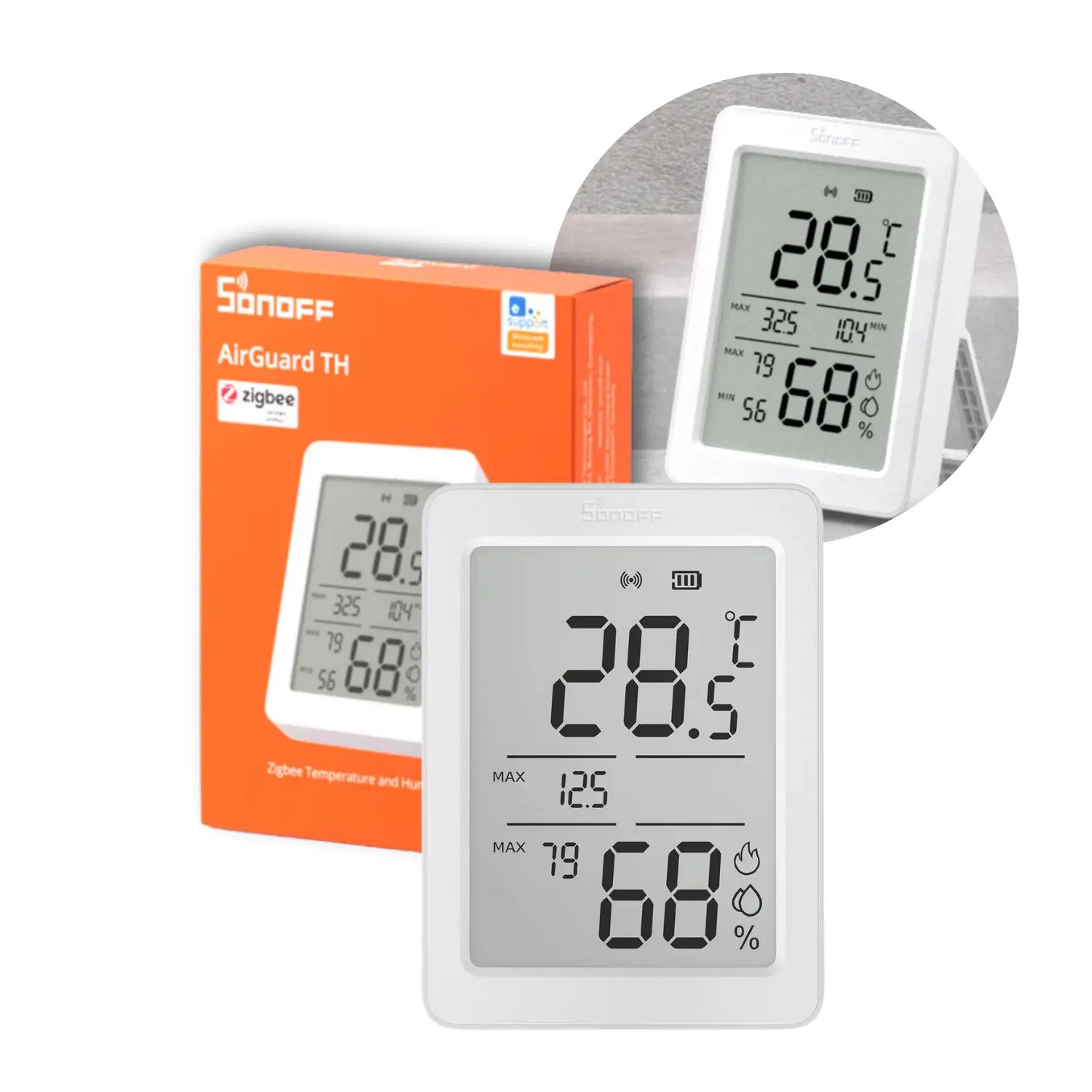 Sonoff AirGuard TH 3.6'' | Zigbee | Temperatuur- en vochtigheidssensor | SNZB-02DR2