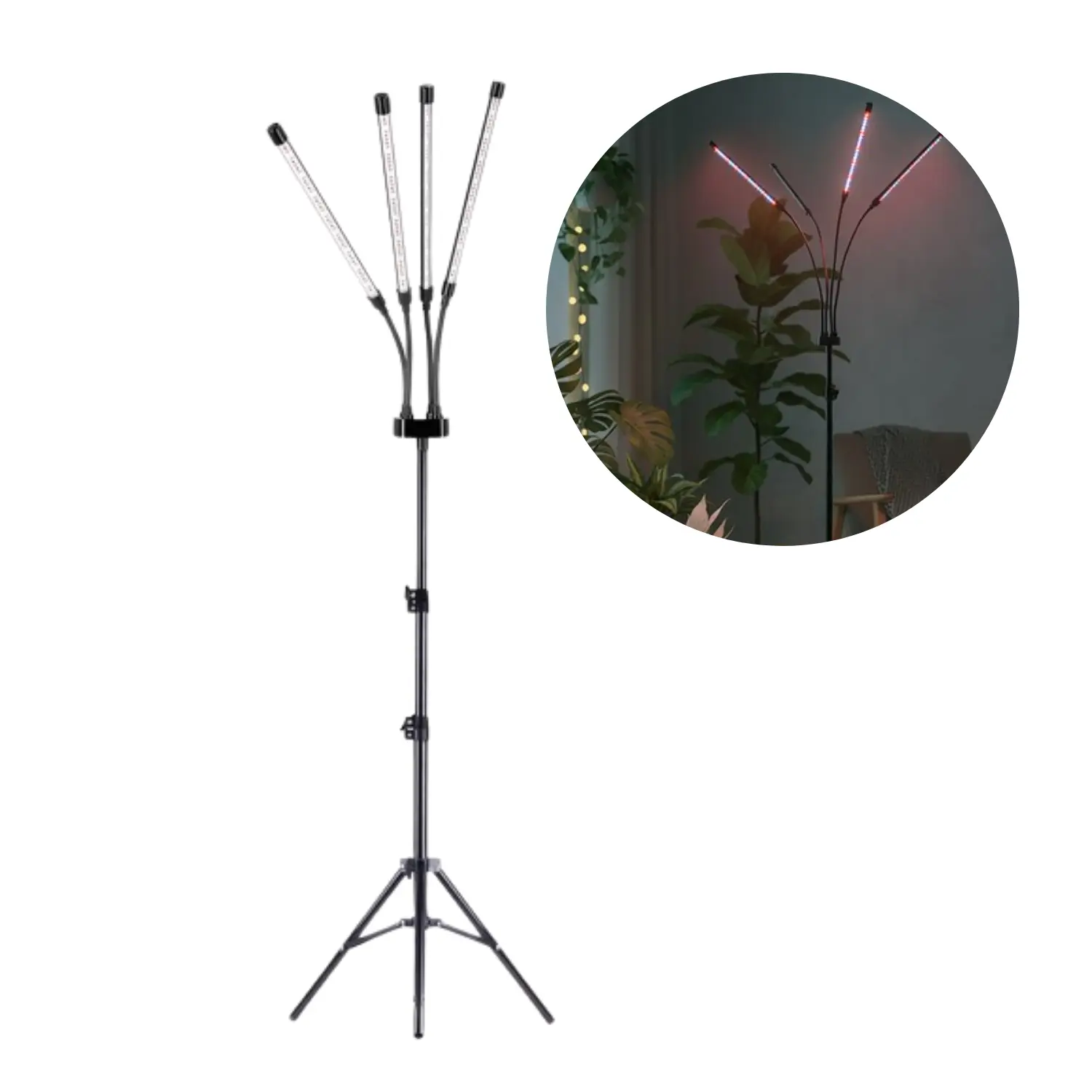 Plantelys-lampa | 69 PPF | 30 W | 4 ljuskällor | VITARO 4ST | Svart
