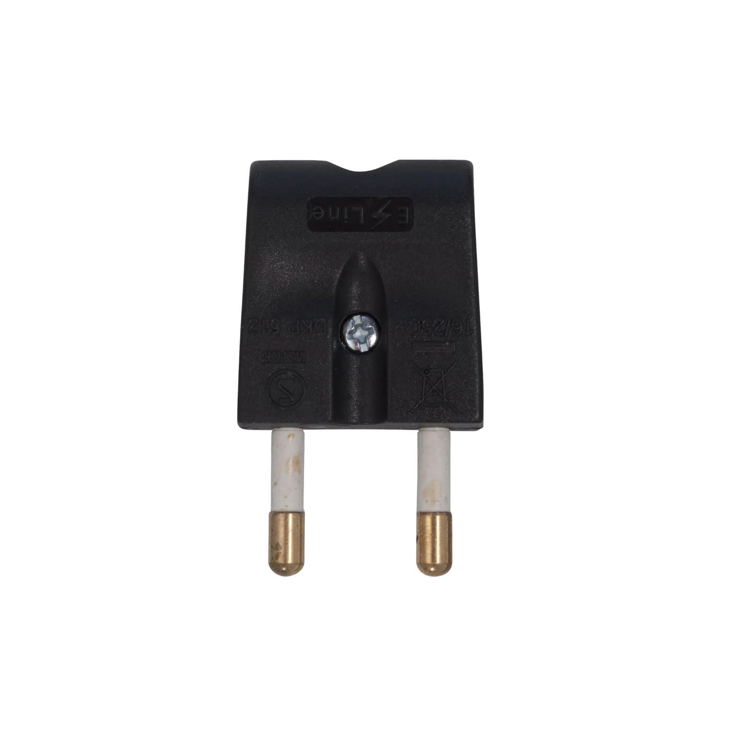 Stekker | 230V | 16A | 3680W | E-Line Stekker Plat Zonder Aarde | Zwart