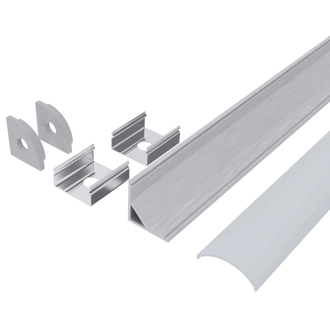 1m Alu hörnprofil med U-formad diffusor | Passar för LED strips upp till 10mm