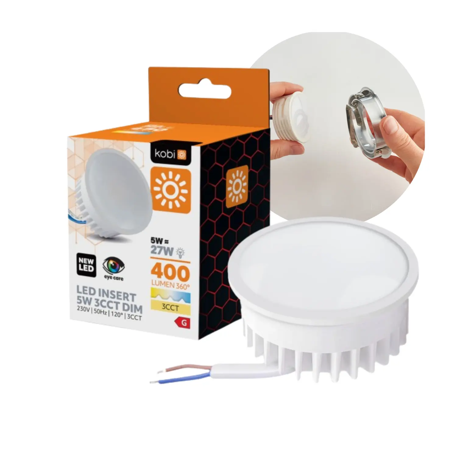 Dimbar LED-lampa för ytmonterade spotlights | 3CCT | 400lm | 5W | Ra80 | IP20