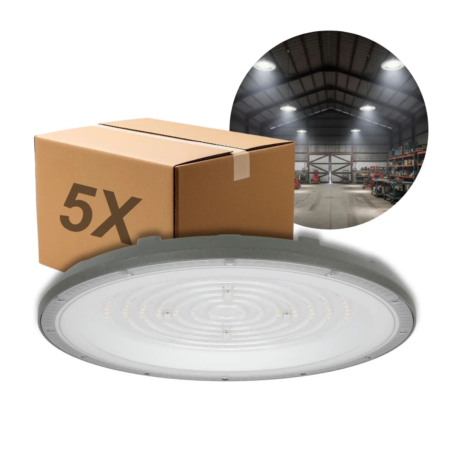 Industrilampe | LED High Bay | 5-Pak | 4000K | 10000lm | 100W | SULAN | Grå