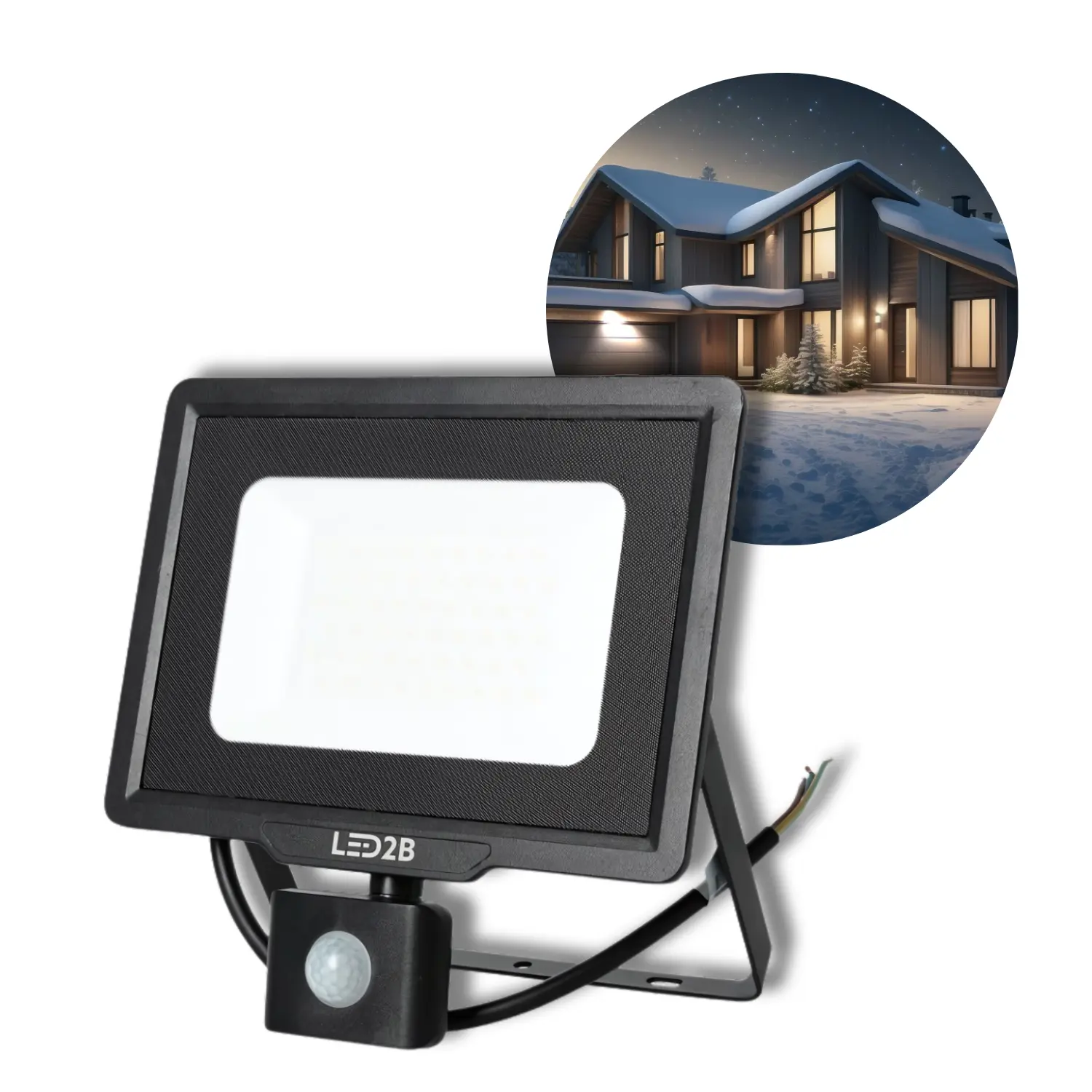 LED Projektør med Sensor - 4000K - 4250lm - 50W - IP65 - LED2B MHC - Sort