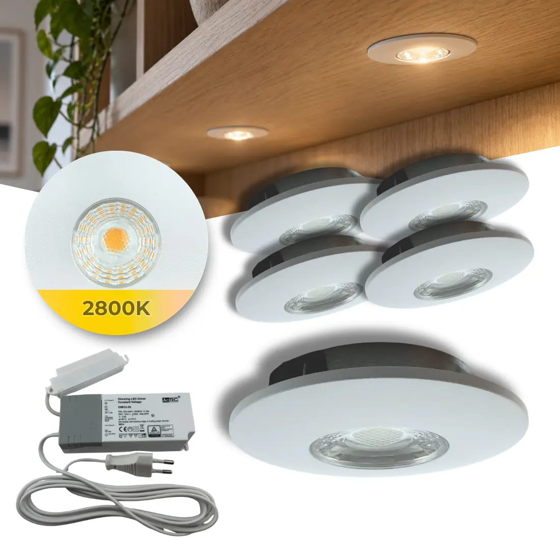 MITO Meubelspot 5 stuks incl. Driver &amp; Verdeler | LED | Dimbaar | Wit